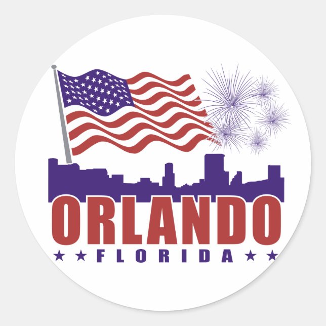 Orlando Florida Patriotic Sticker (Front)