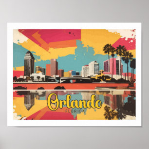 Orlando Florida Pop Art Travel Illustration Poster
