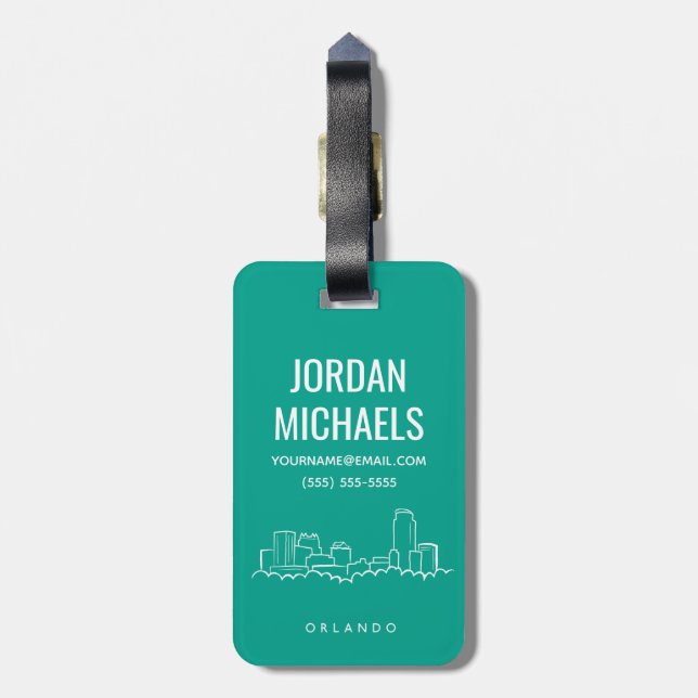 Orlando Florida Skyline Luggage Tag (Back Vertical)