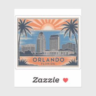 Orlando Florida Skyline Mid-Century Vintage Style