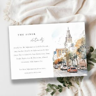 Orlando Florida Skyline Watercolor Wedding Details Enclosure Card