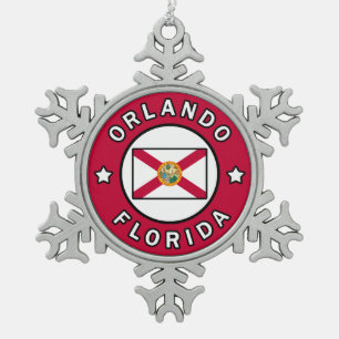 Orlando Florida Snowflake Pewter Christmas Ornament