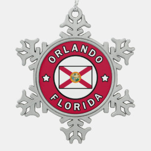 Orlando Florida Snowflake Pewter Christmas Ornament