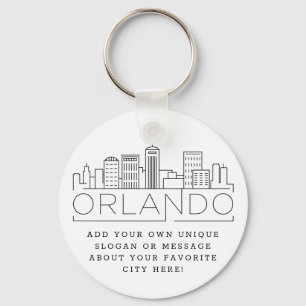 Orlando, Florida Stylised Skyline   Custom Slogan Key Ring