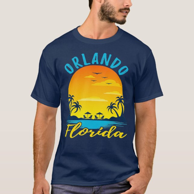 Orlando Florida Sunset Beach Palm Trees Ocean T-Shirt (Front)