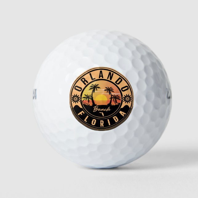 Orlando Florida tropical Retro Sunset Souvenirs Golf Balls (Front)