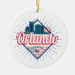 Orlando Florida United States Skyline Vintage Ceramic Ornament