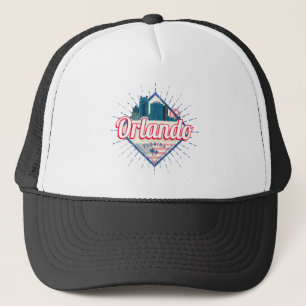 Orlando Florida United States Skyline Vintage Trucker Hat