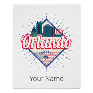 Orlando Florida United States Skyline Vintage USA Poster