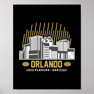 Orlando Florida USA Skyline Travel Graphic Design Poster