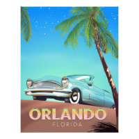 Orlando Florida vintage travel poster,