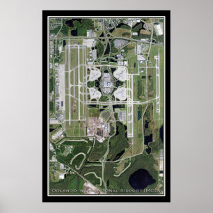 Orlando Intl Airport Florida Satellite Map Poster
