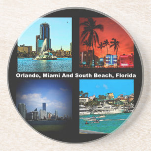 Orlando, Miami, South Beach Collage Coaster