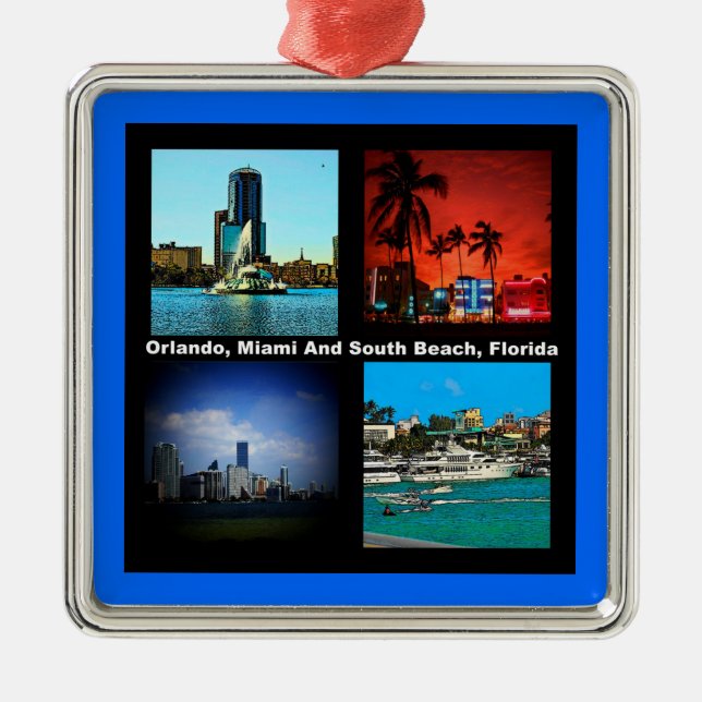 Orlando, Miami, South Beach Collage Metal Ornament (Front)