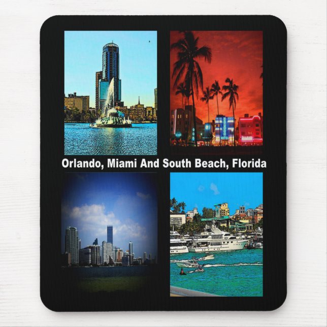 Orlando, Miami, South Beach Collage Mouse Pad (Front)