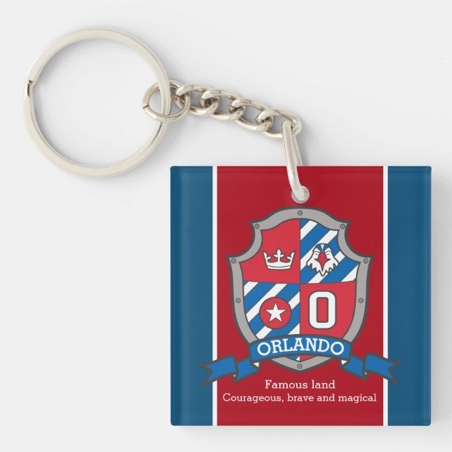Orlando name meaning boys shield bird custom key ring (Front)