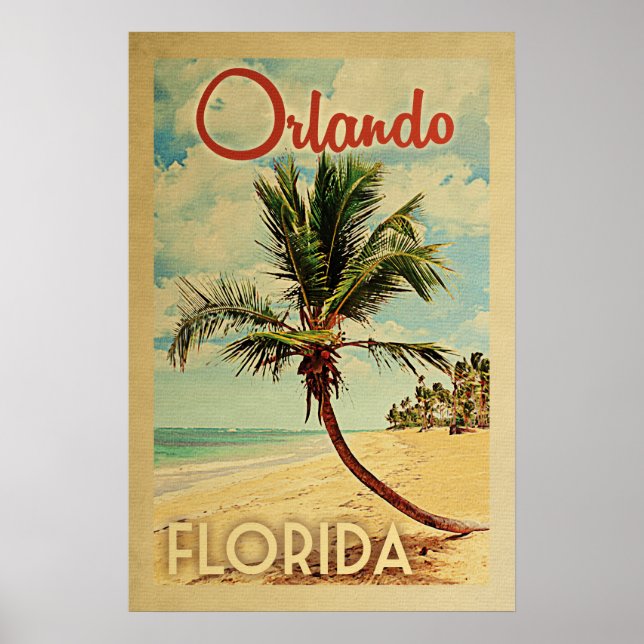 Orlando Palm Tree Vintage Travel Poster (Front)