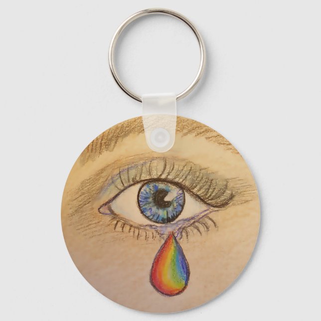 Orlando Rainbow Teardrop by Carol Zeock Key Ring (Front)