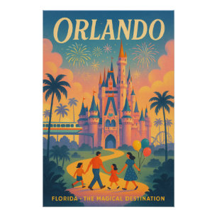 Orlando Retro 2025 – Magical Florida Travel Poster