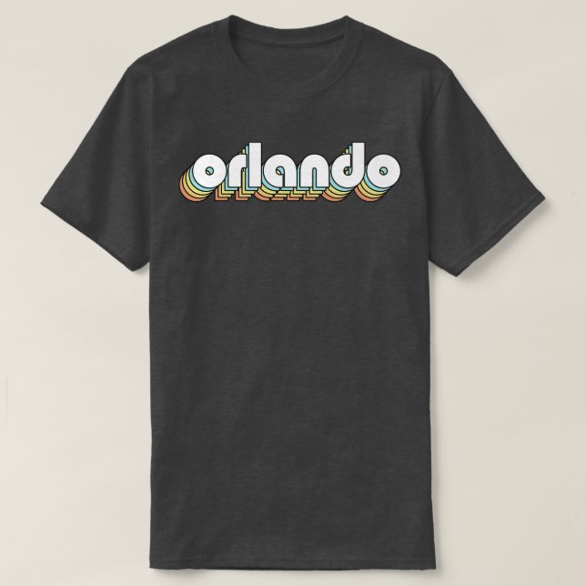 Orlando Retro Rainbow Typography Faded Style T-Shirt (Design Front)