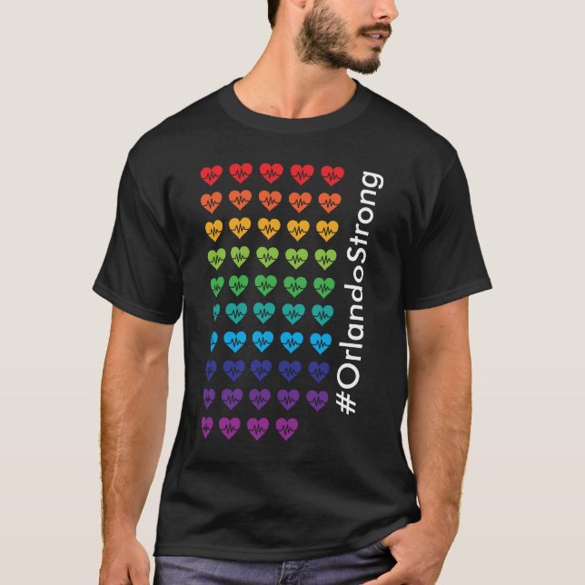Orlando Strong One Pulse 49 Hearts Rainbow T-Shirt (Front)