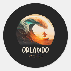 Orlando United States Surfing Surfboard Classic Round Sticker