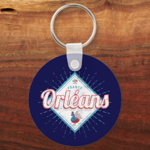 Orleans Loiret France Retro Rooster Vintage Key Ring
