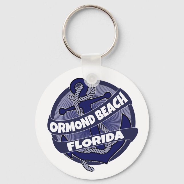 Ormond Beach Florida anchor swirl keychain (Front)