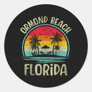 Ormond Beach Florida Palm Tree Family Summer Classic Round Sticker