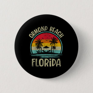 Ormond Beach Florida Palm Tree Family Summer Vacat 6 Cm Round Badge