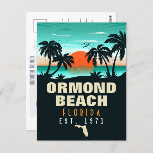 Ormond Beach Florida Retro Sunset Souvenir 60s Postcard