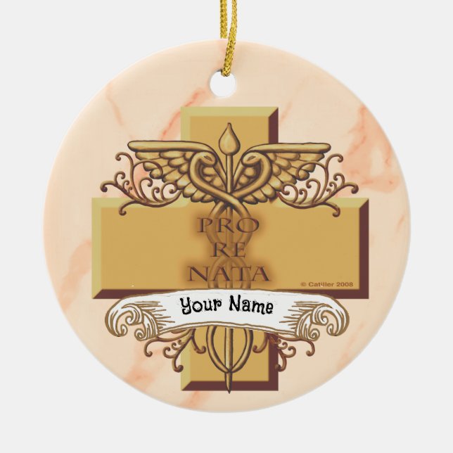 Orn caduceus nurse  ceramic ornament (Front)