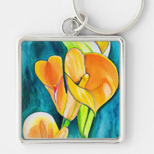 Ornage kumquat fruit art watercolor key ring
