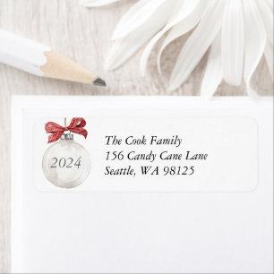 Ornament and Bow Holiday Return Address Label