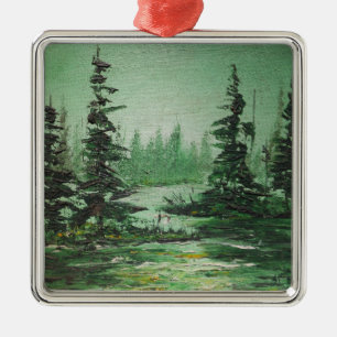 Ornament Ann Hayes Painting Green Forest