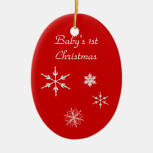 Ornament--Baby's 1st With Snowflakes Ceramic Tree Decoration