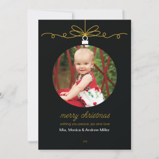 Ornament Black background customised photo Holiday Card