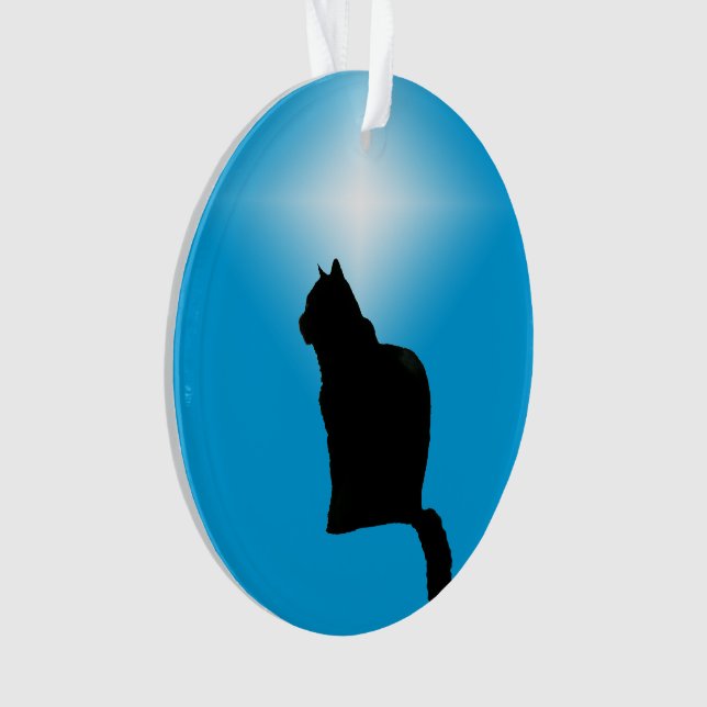 Ornament - Black Cat Silhouette and Star (Front)