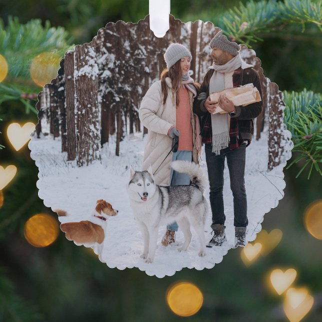 Ornament Card | Custom Photo Minimal Scandinavian (Personalized family photo ornament created for elegant, simple, and contemporary holiday greetings)