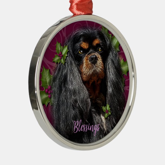 Ornament, Cavalier Spaniel Black and Tan Gift Metal Ornament (Right)