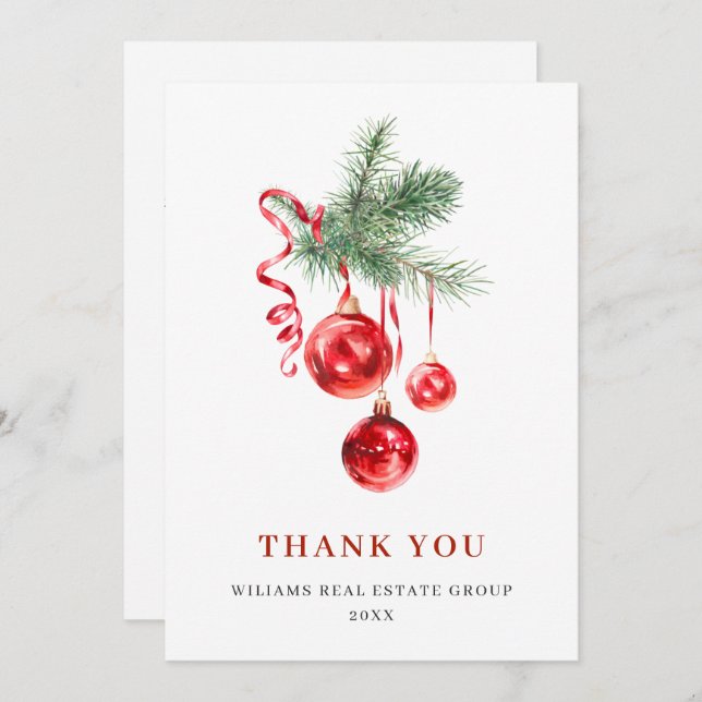 Ornament Christmas Greeting Holiday Thank You Card (Front/Back)