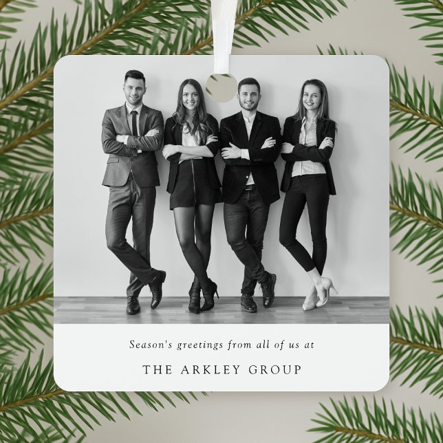 Ornament | Corporate Christmas Team Photo Business (Custom team photo ornament created for sleek, stylish, and professional corporate gifting)