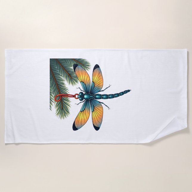 Ornament Dragonfly Beach Towel (Front)