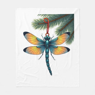Ornament Dragonfly Fleece Blanket