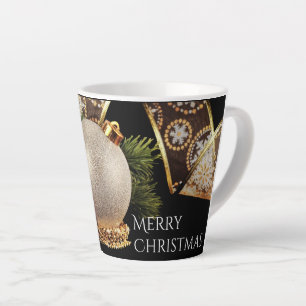 Ornament, Evergreen and Gold Ribbon Latte Mug