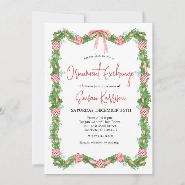 Ornament Exchange Christmas Party invitation  (Front)