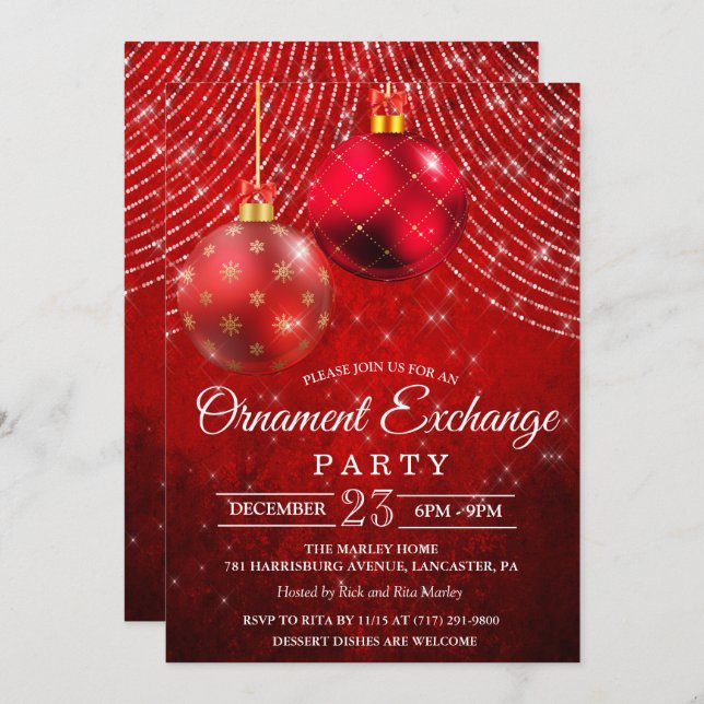 Ornament Exchange Holiday Invitation (Front/Back)