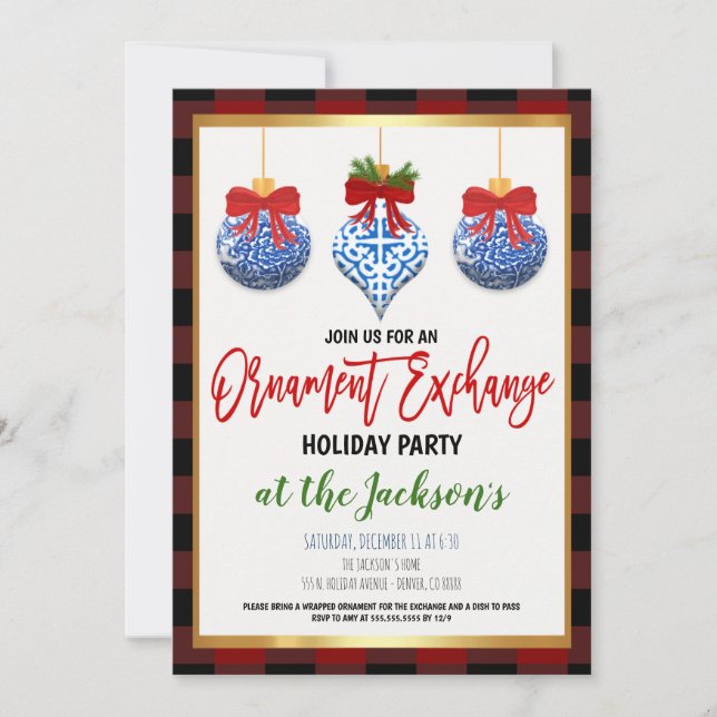 Ornament Exchange Holiday Party Invitation (Front)