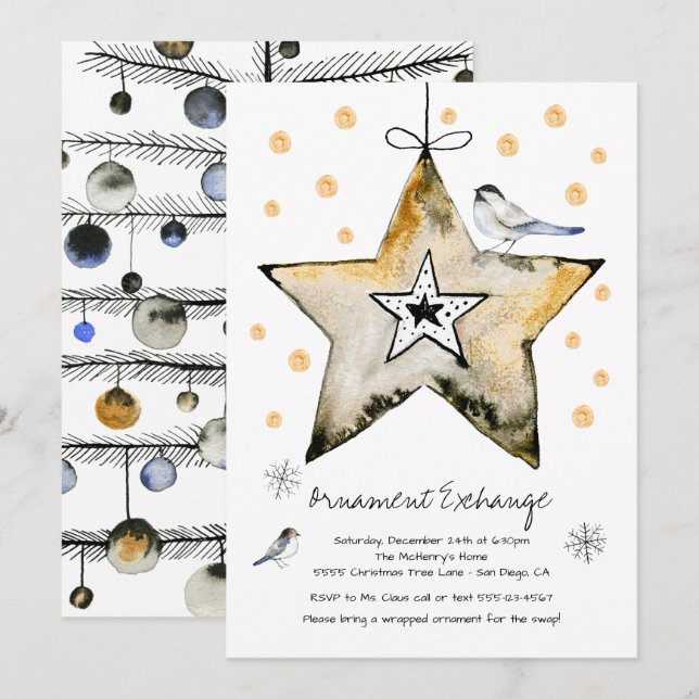 Ornament Exchange Swap Christmas Holiday Party Invitation (Front/Back)