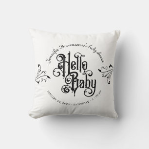 Ornament Frame Gothic Hello Baby Shower Cushion
